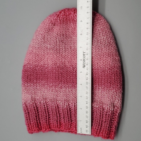 Handmade Knit Hat Pink Adult Large 20" - Picture 7 of 7